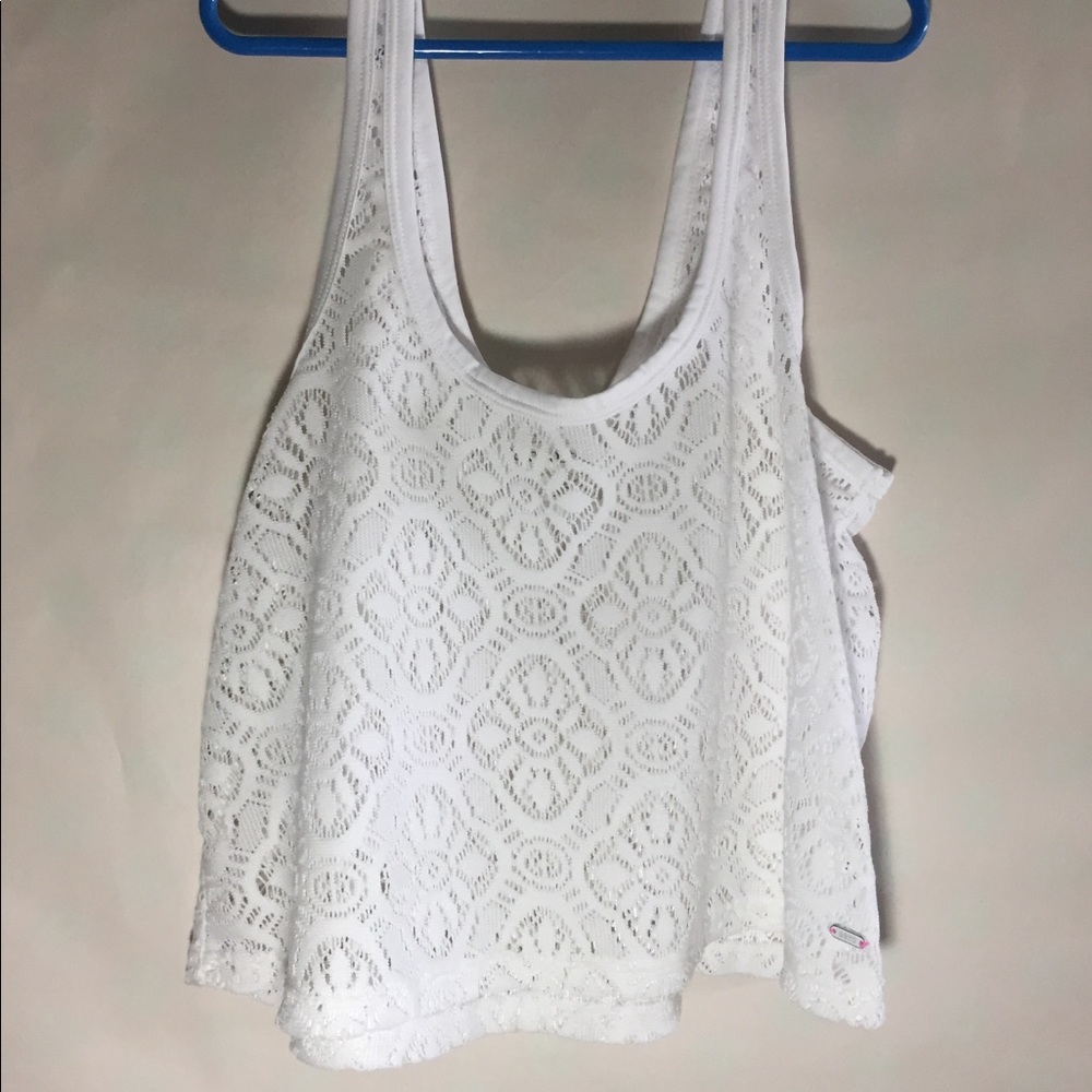 AEROPOSTALE | MESH WHITE FLOWER TOP - Picture 2 of 6